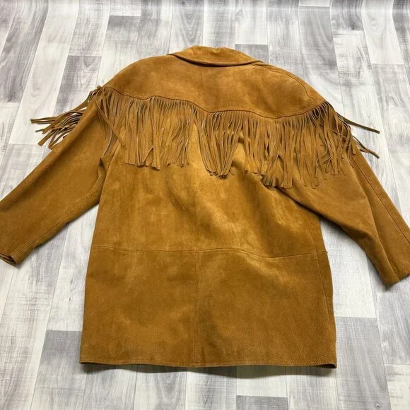 ✅Mens L VTG Speigel Catalog 70's Fringe Suede Jacket Western Blazer Cowboy Ranch - Picture 10 of 12